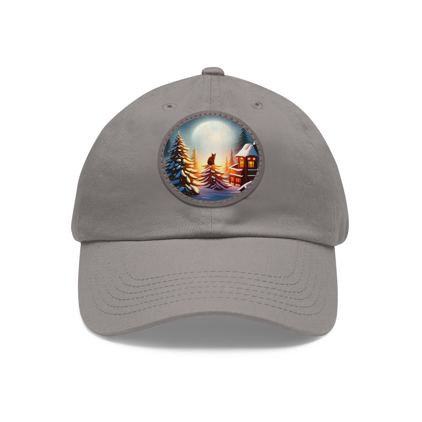 Dad Hat with Leather Patch (Round)