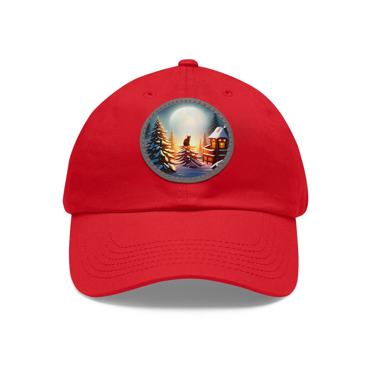 Dad Hat with Leather Patch (Round)