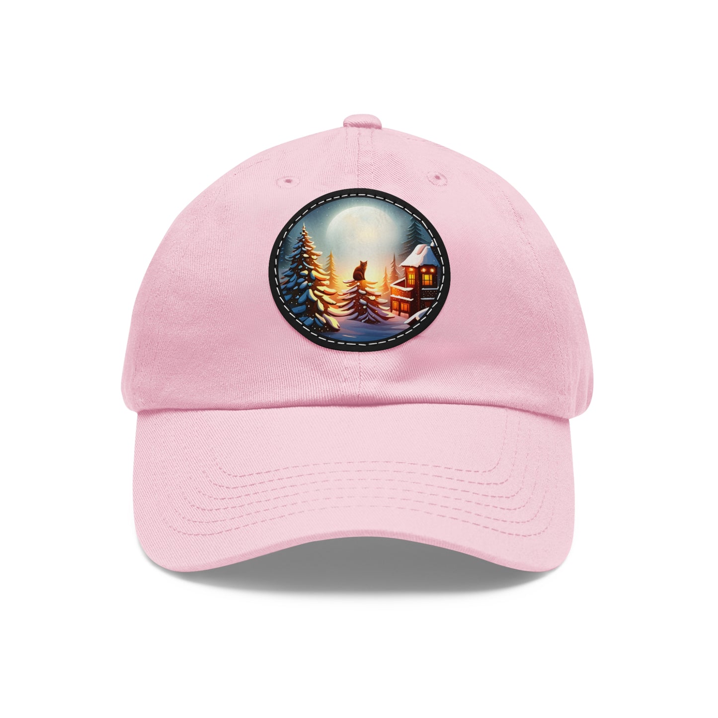 Dad Hat with Leather Patch (Round)