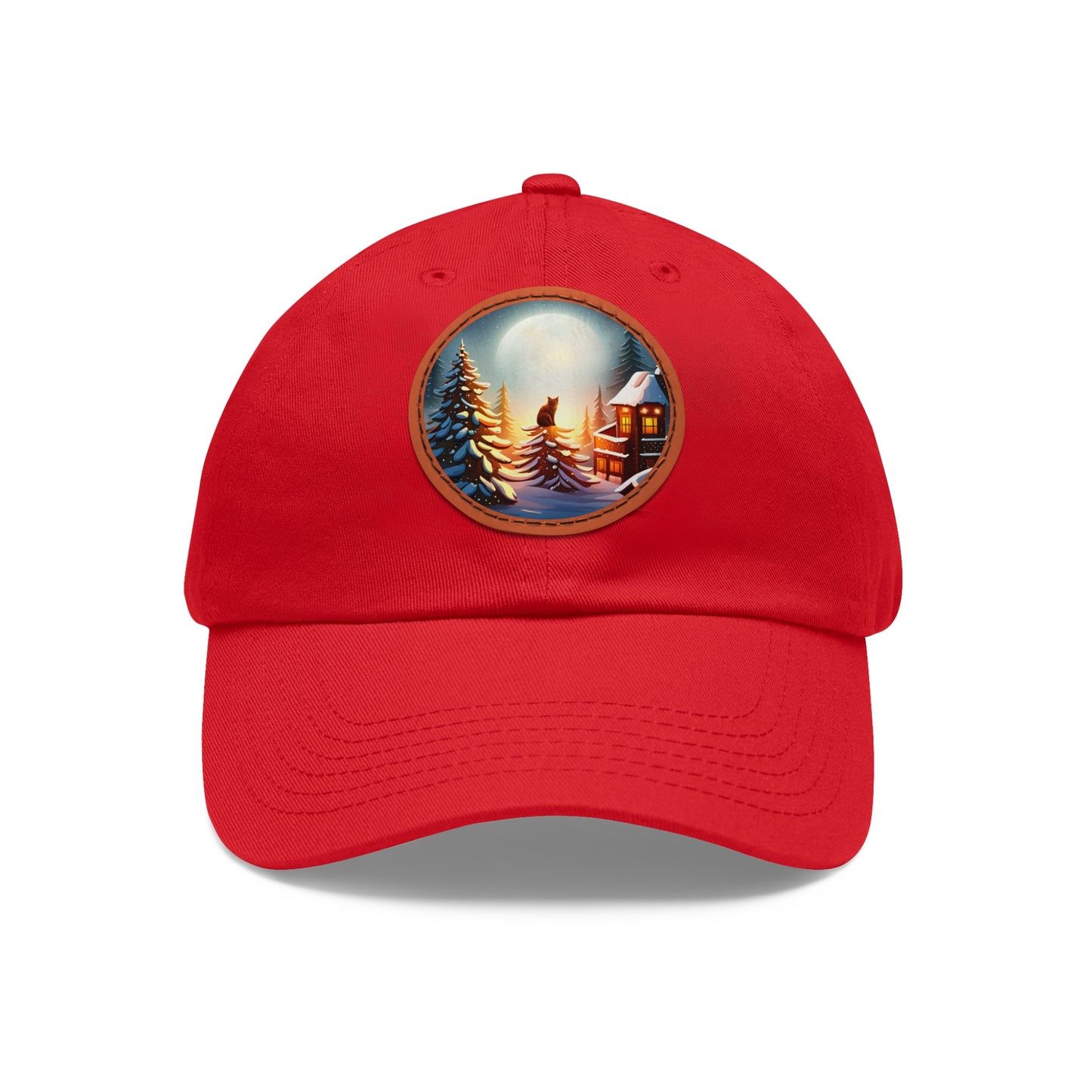 Dad Hat with Leather Patch (Round)