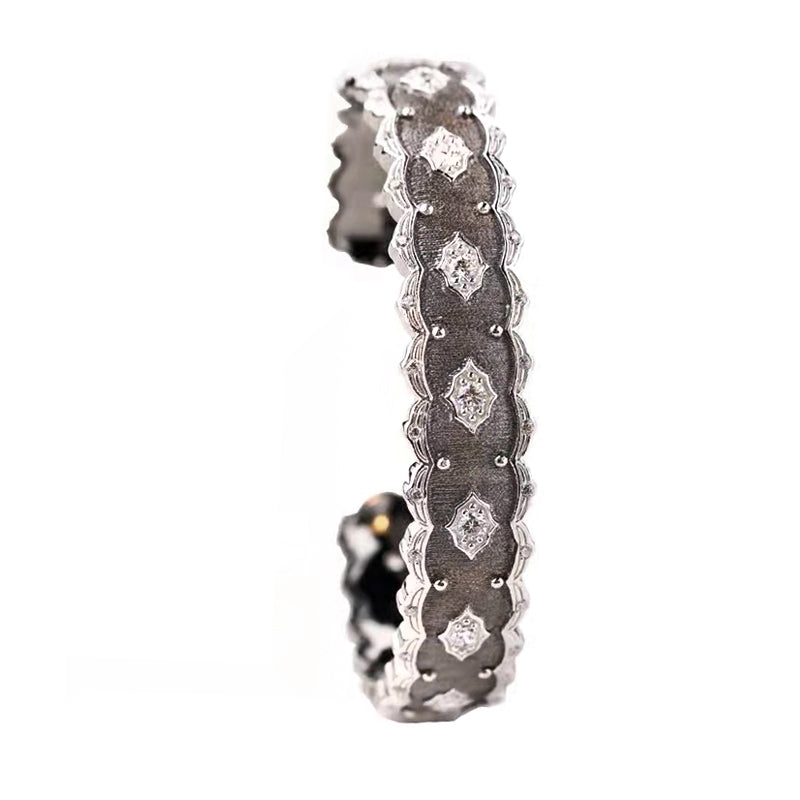 Silver Gold Plated Court Diamond Inlay Bracelet